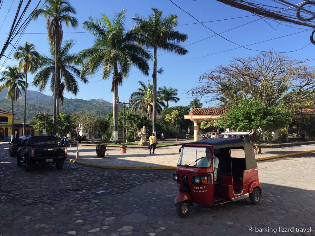 Street scene in the town of copan ruinas honduras