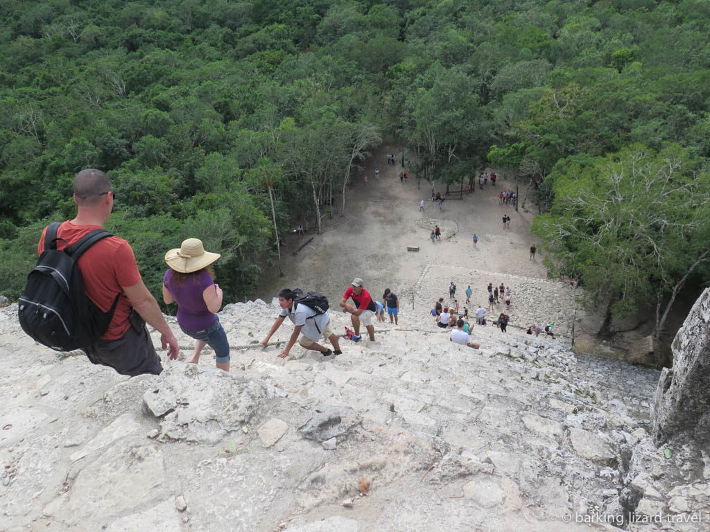 view from the top of the great pyramid at the coba mayan ruins