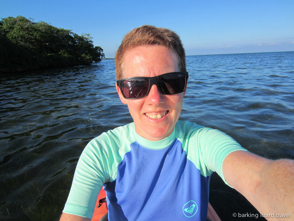 selfie kayaking in Caye Caulker