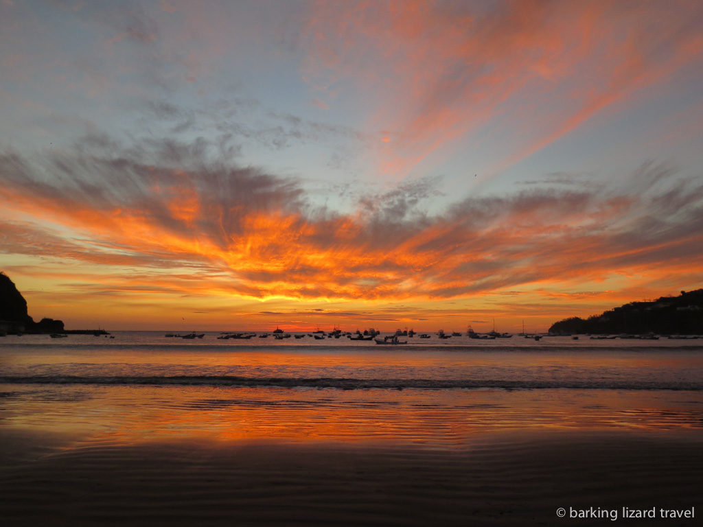 Sunset over san juan del sur bay nicaragua