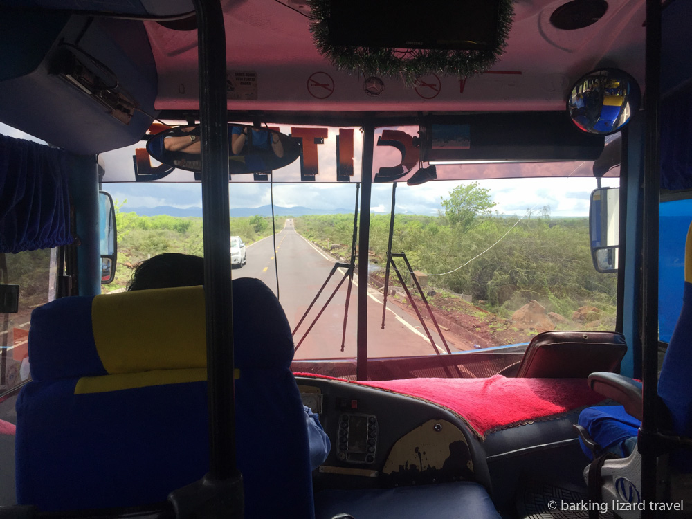 photo out the front window of the public bus to puerto ayora