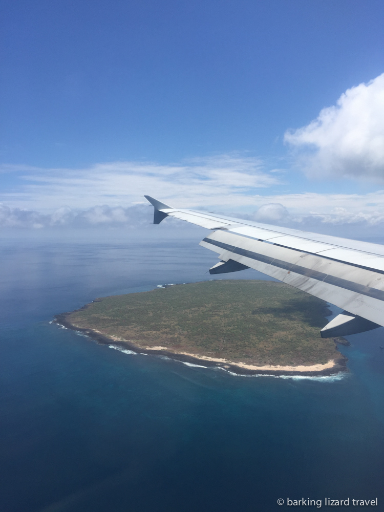 photo flying over a heart shaped island on the way to Santa Cruz