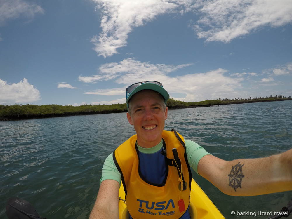 Lydia kayaking off playa mansa santa cruz