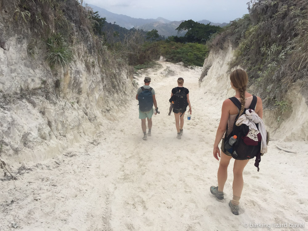 hikers on a sandy part of the Ciudad Perdida trek