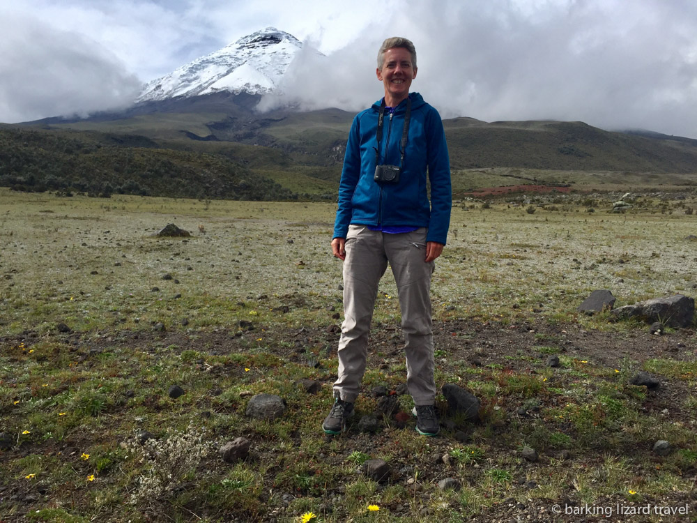 Lydia standing in front of Cotopaxi Volcano in Ecuador