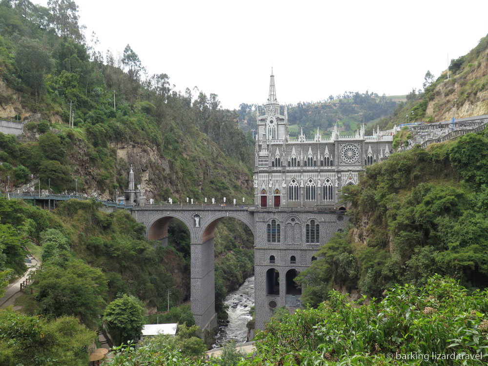  a photo of the Santuario de Las Lajas church in Ipiales