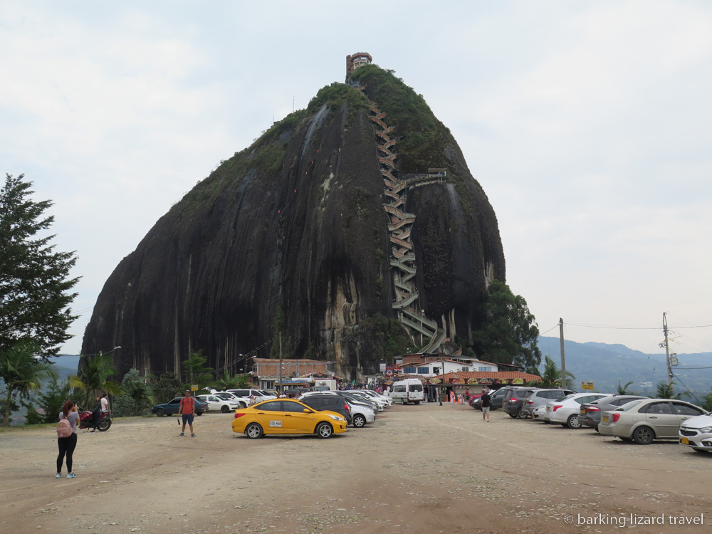 a photo of the Piedra del Peñol rock from the car park