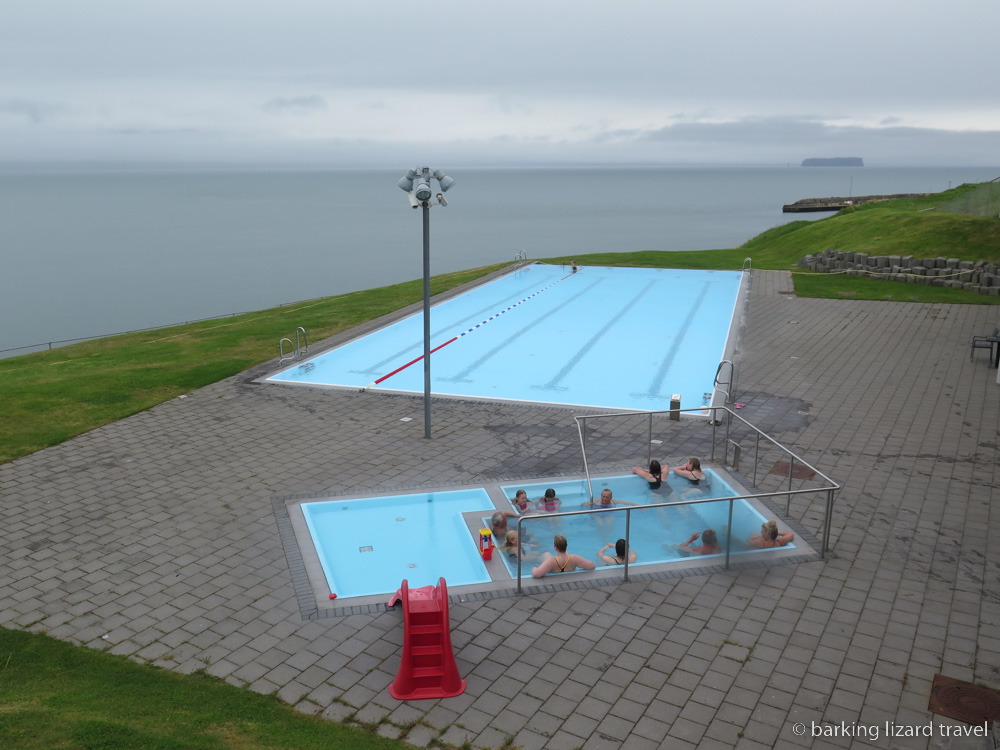 a photo of a swimming pool overlooking Skagafjörtur
