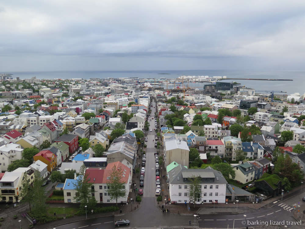 an aerial view of downtown Reykjavik 