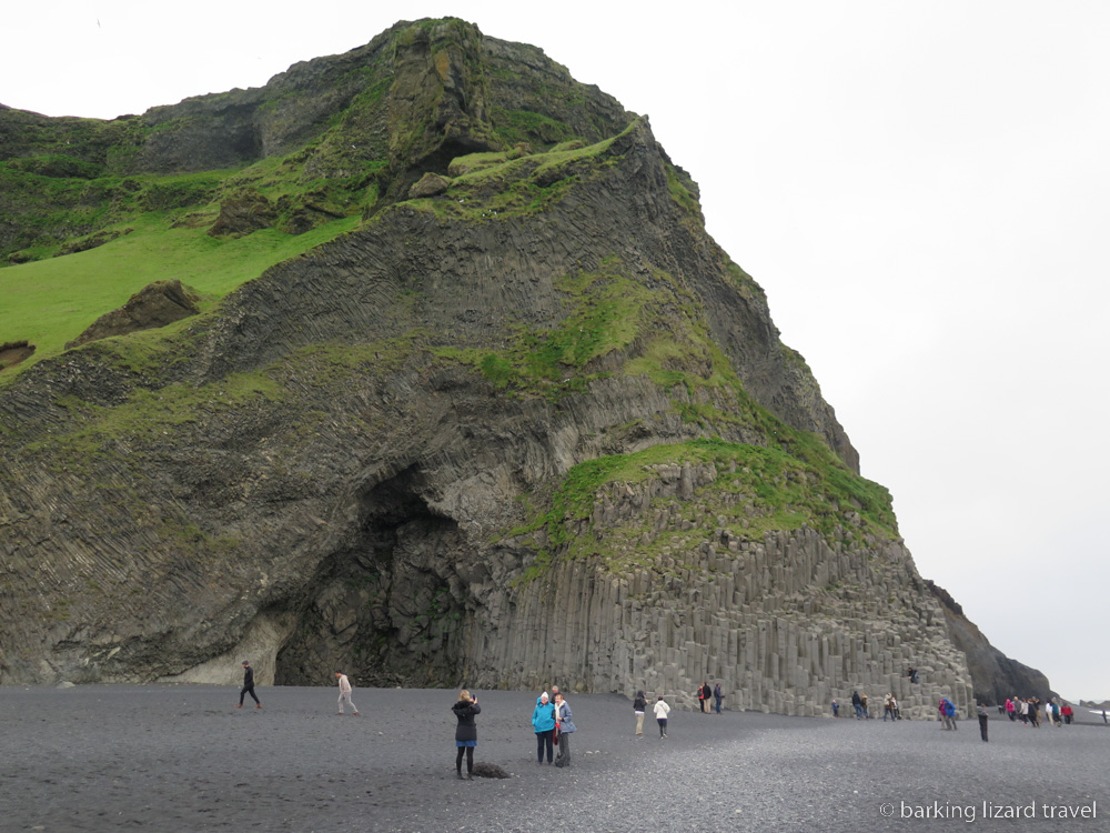 Photo of the basalt columns and black sand beach at Reynisfjara 